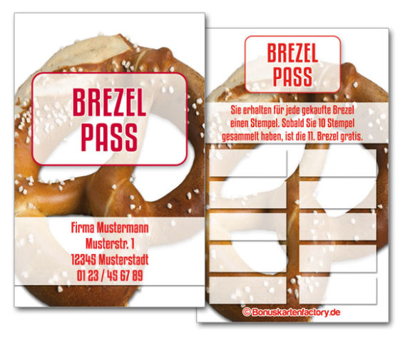 Bonuskarten Brezel-Pass INDIVIDUELL inklusive Firmenaufdruck und Wunschtext