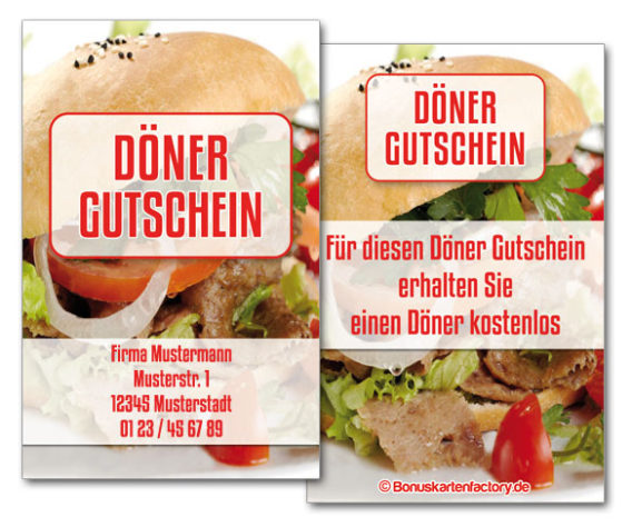 Döner-Gutschein INDIVIDUELL inklusive Firmenaufdruck und Wunschtext