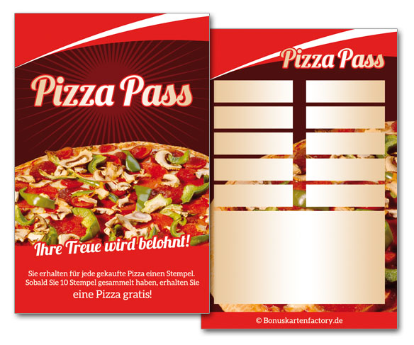 PIZZA Bonuskarten Treuekarten Rabattkarten Pizzapass Bonuskarte